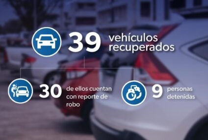 Recupera SSP 39 vehículos en 15 municipios; hay 9 detenidos