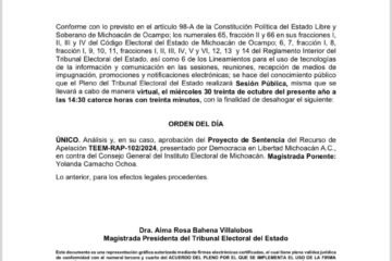 TEEMICH declara existencia de difusión de propaganda electoral en periodo de veda electoral y la violación al principio de equidad de Regidora de Queréndaro