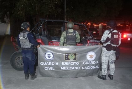 Aseguran SSP y fuerzas federales en Buenavista, 7 vehículos, un fusil y cartuchos útiles