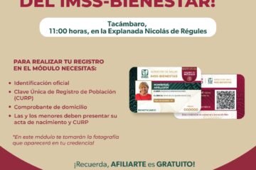 Jornada de credencialización IMSS-Bienestar llega a Tacámbaro
