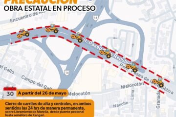 A partir de mañana cierre temporal de carriles sobre libramiento de Morelia