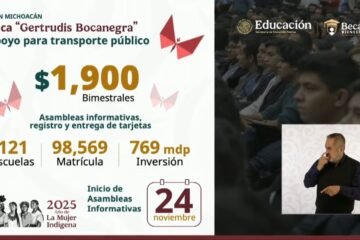 Beneficiados con Beca Gertrudis Bocanegra más de 98 mil 500 universitarios michoacanos: Bedolla