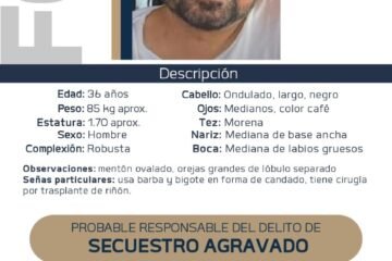 Emite FGE cédula de recompensa para la detención de Luis Felipe Duarte Gómez, por su posible participación en el delito de secuestro agravado de Maritza Natalia E.