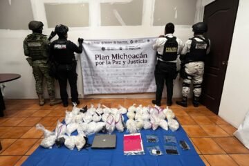 SSP asegura 43 kg de metanfetamina en presunto laboratorio de drogas en Morelia
