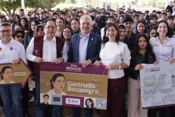 Bedolla anuncia el primer pago de la Beca Gertrudis Bocanegra para el 28 de febrero Bedolla anuncia el primer pago de la Beca Gertrudis Bocanegra para el 28 de febrero