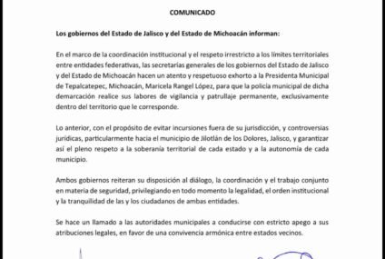 Gobiernos de Michoacán y Jalisco piden a alcaldesa de Tepalcatepec acatar disposiciones en materia de seguridad