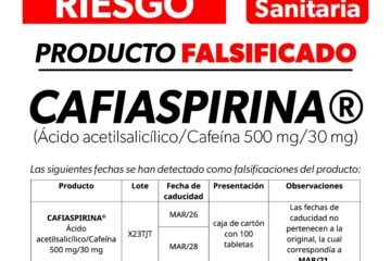 Alerta Cofepris por falsificación de Cafiaspirina®️; exhortan a la población a no consumirla