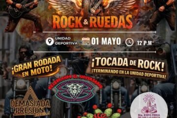 El Gobierno Municipal de Panindícuaro invita a toda la región a vivir el Festival “Rock & Ruedas” este 01 de mayo, a las 12:00 p.m. en la Unidad Deportiva