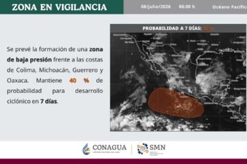 Conagua Michoacán mantiene atención en la costa michoacana ante posible canal de baja presión