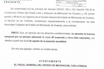 Carlos Torres Piña solicita al Congreso ampliar por 45 días su licencia, continuará recorridos a ras de tierra