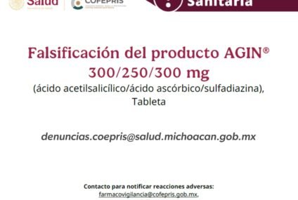 Cofepris emite alerta sanitaria por falsificación del producto Agin®️ Cofepris emite alerta sanitaria por falsificación del producto Agin®️