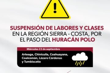Michoacán sigue en alerta por huracán Polo y mantiene suspensión de clases en 7 municipios: Bedolla