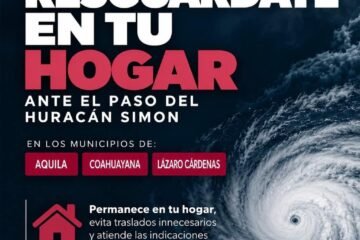 Pide PC a la ciudadanía de LC, Aquila y Coahuayana continuar resguardándose ante el paso de “Simon”