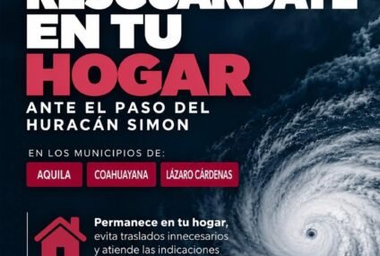 Pide PC a la ciudadanía de LC, Aquila y Coahuayana continuar resguardándose ante el paso de “Simon”