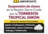 Se suspenden clases presenciales en siete municipios por la tormenta tropical Simón