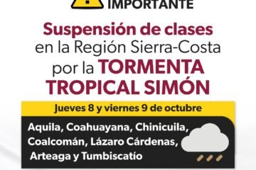 Se suspenden clases presenciales en siete municipios por la tormenta tropical Simón