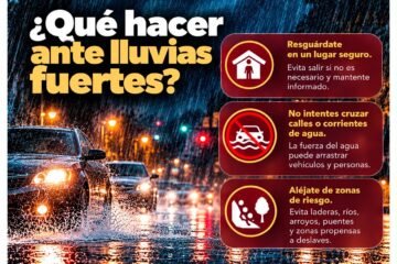 ⚠️ Ante la presencia del huracán «Simon», Protección Civil estatal informa que se pronostican lluvias torrenciales y posibles riesgos por deslaves o inundaciones